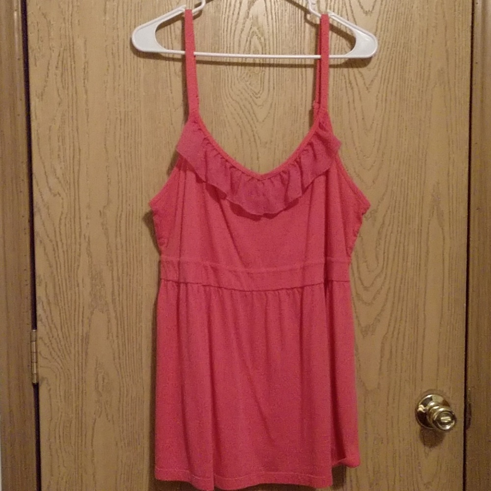 Pink tank top with ruffle